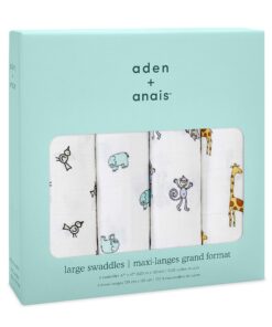 Alternative view of aden + anais Swaddle Blanket, Boutique Muslin Blankets for Girls & Boys, Baby Receiving Swaddles, Ideal Newborn & Infant Swaddling Set, Perfect Shower Gifts, 4 Pack, Jungle Jam