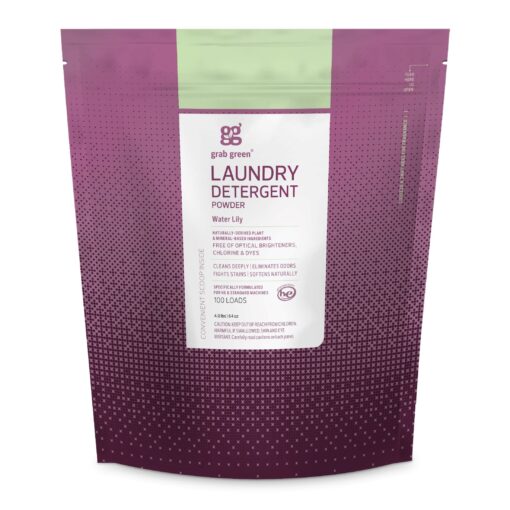 Grab Green Natural 3-in-1 Laundry Detergent Powder, Water Lily, 100 Loads 4 Pound (Pack of 1)