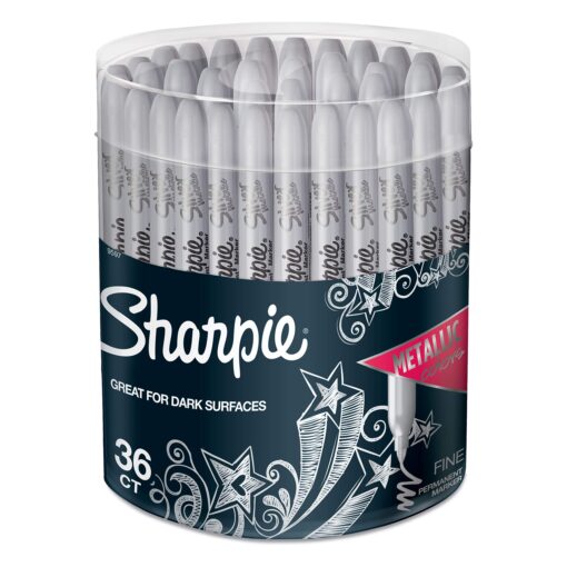 SHARPIE Metallic Permanent Markers, Fine Point, Silver, 36 Pack 36-count - Silver Can