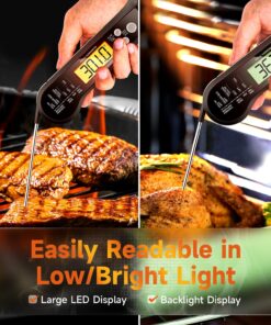 Meat Thermometer Digital, Waterproof Instant Read Meat Thermometers for Grilling and Cooking. Food Thermometer, Kitchen Gadgets, Accessories with Bottle Cap Opener for Kitchen, BBQ, Grill… Black 28 81jTJ8oikGL