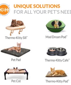 K&H Pet Products Thermo-Kitty Bed Heated Cat Bed Small 16 Inches Mocha/Tan 16.0"L x 16.0"W x 6.0"Th Retail Package 30 81jTtzhy5IL