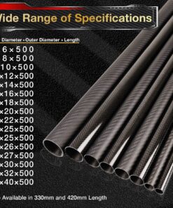 ARRIS 14mm Carbon Fiber Tube, 14mm x 12mm x 500mm 3K Roll Wrapped 100% Hollow Carbon Round Tubes Matt Surface for RC Airplane Quadcopter (2PCS) 14x12x500MM 2 PCS 10 81jUmD0KwTL