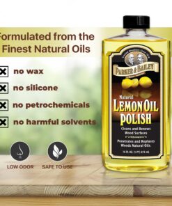 PARKER & BAILEY LEMON OIL POLISH - Natural Lemon Scented Wood Cleaner & Furniture Polish, Cleans, Renews, Restores & Rejuvenates Wood Surfaces, 16oz 18 81jVpd6eZjL