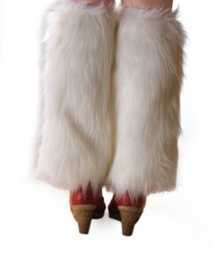ELLITE Womens Faux Fur Warm Fuzzy White Black Coffee Rainbow Leg Warmers/Boot Sleeves/Boot Covers 7 81jWuWW5x2L