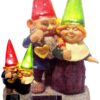 Brilliant & Mo Loving Couple Garden Gnome Holding Hearts and Flower Garden Solar Light