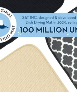 S&T INC. Dish Drying Mat for Kitchen, Absorbent, Reversible XL Microfiber Dish Mat, 18 Inch x 24 Inch, Black Galaxy Mesh Black Mesh 11 81jXvOz1IpL