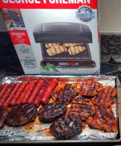 George Foreman 4-Serving Removable Plate Electric Grill and Panini Press, George Tough Non-Stick Coating, Drip Tray Catches Grease, Black 44 81jYrejJ3KL