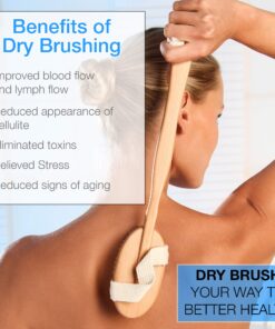 Dry Brushing Body Brush Set with 100% Natural Boar Bristles (Set of 3) | Skin Exfoliating Kit with Long Detachable Back Brush, Contour Body and Face Brushes | Lymphatic Drainage, Cellulite Treatment 24 81jZLpqYEiL