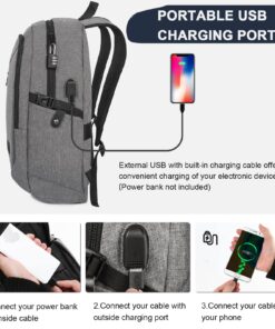 Alternative view of Mancro Laptop Backpack for Travel, Anti-theft Laptop Backpack for Men Business Backpack Work Daypack with USB Charging Port, Grey 15.6 inch