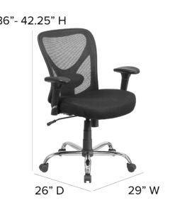 Flash Furniture Big & Tall Office Chair | Adjustable Height Mesh Swivel Office Chair with Wheels Black 18 81jZSUsft1L