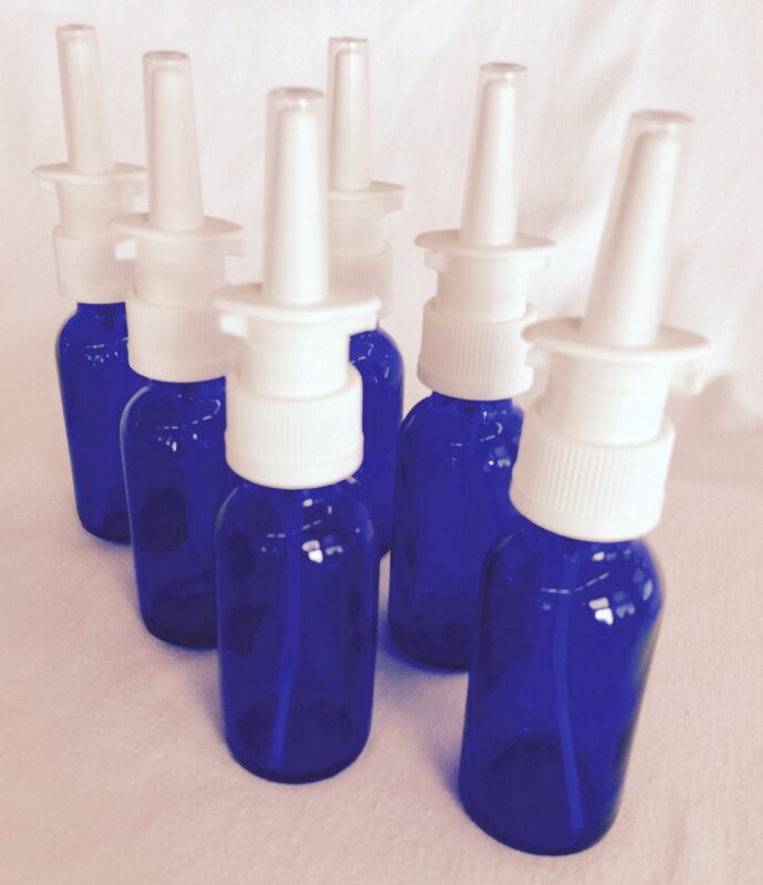 Catalog 7 6-Pack 1 oz Nasal Spray Bottle Mist Sprayer - Empty Refillable Blue Glass Atomizer - Reusable Nose Sprayer for Nasal Medications