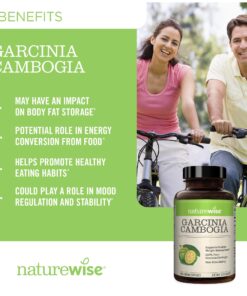 Naturewise Garcinia Cambogia (2 Month Supply) Pure Garcinia Cambogia 100% HCA Extract Concentrated to 60% for Weight Goals (180 Capsules) 180 Count (Pack of 1) 21 81jZxNltqcL