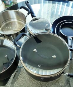 T-fal Experience Nonstick Cookware Set 12 Piece Induction Oven Safe 350F Pots and Pans, Dishwasher Safe Black 12-Piece Induction Nonstick 25 81jfviF5FML