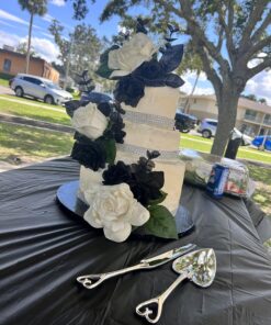 EBOOT 4 Row 10 Yard Acrylic Rhinestone Diamond Ribbon for Wedding Cakes, Birthday Decorations, Baby Shower Events and Arts and Crafts Projects (Silver) Silver 22 81jhM7F1DVL