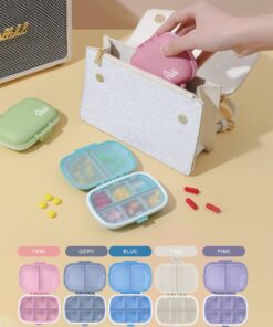Holii Travel Pill Organizer, 8 Compartments Portable Pill Case, Daily Pill Box to Hold Vitamins, Small Pill Container for Pocket Purse Medicine Organizer(Khaki) Khaki 31 81jhOqgLgoL