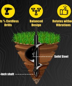 Alternative view of Power Planter Bulb & Bedding Black Auger Bit (3"x7") with 3/8" Non-Slip Hex Drive for Bulb Planting and Gardening Equipment for Grass and The Lawn, Mixing Paint, Earth Auger for Home Projects
