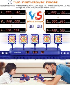 SWEMNED Running Shooting Targets for Nerf Gun Practice,Upgrade 5 Targets Auto Reset /3 Game Mode Electronic Scoring Digital Moving Target, Ideal Gift Toy for Age 6,7,8,9,10,12,13+ Year Old Kid/Boys Blue 13 81jivmFVrxL