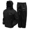 FROGG TOGGS Men's Classic All-Sport Waterproof Breathable Rain Suit Black Jacket/Black Pants Small