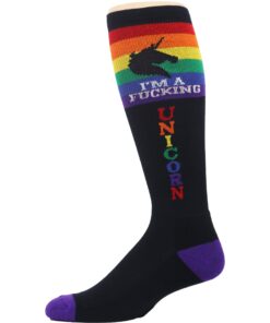 MOXY Socks Black and Rainbow Unicorn! Knee-High Fitness Socks 3 81jkBXgaFYL