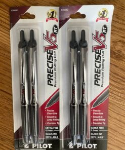 PILOT Precise V5 RT Refillable & Retractable Liquid Ink Rolling Ball Pens, Extra Fine Point (0.5mm) Black Ink, 2-Pack (26050) 2 Count (Pack of 1) Pens (Ball Pens) 20 81jkDyJts4L 4