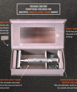 VIKINGS BLADE The Chieftain Safety Razor + 5 Swedish Platinum Super Blades + Carry Case Chromium Silver 28 81jl 1DbwlL