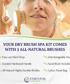 Essential Living: 3-Piece Dry Brushing Spa Kit - 1 Face Brush, 2 Body Scrub Brushes and a Cotton Bag - Body and Skin Care for Exfoliation, Blood Circulation and Lymphatic System Stimulation Support 6 81jlMHCNZxL