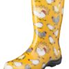 Sloggers Waterproof Garden Rain Boots for Women - Cute Mid-Calf Mud & Muck Boots with Premium Comfort Support Insole 6 Chickens Daffodil Yellow 12 81jnfXXCuNL 1