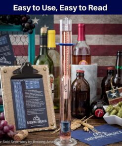 Brewing America American-Made Specific Gravity Hydrometer Alcohol ABV Tester - Pro Series Fermentation Testing Homebrew: Beer, Wine, Cider, Mead - Triple Scale Hydrometer 15 81jnrBclawL