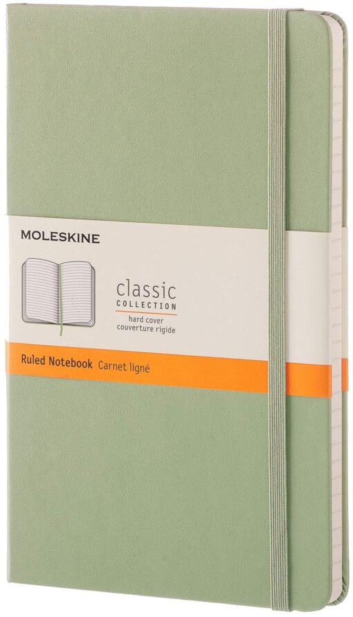 Moleskine Classic Notebook, Hard Cover, Large (5" x 8.25") Ruled/Lined, Willow Green, 240 Pages