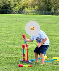 Stomp Rocket Original Dueling Rocket Launcher for Kids, 4 Rockets - Fun Backyard & Outdoor Kids Toys Gifts for Boys & Girls - Toy Foam Blaster Set Soars 200ft - Multi-Player Launcher Stand Dueling Launcher + 4 Rockets 24 81jpgXFDcUL