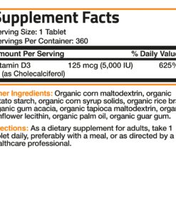 Bronson Vitamin D3 5,000 IU (1 Year Supply) for Immune Support, Healthy Muscle Function & Bone Health, High Potency Organic Non-GMO Vitamin D Supplement, 360 Tablets 30 81jsOx OhNL