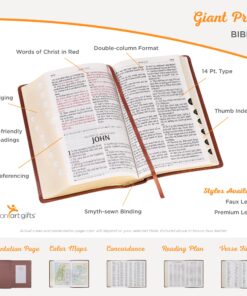 KJV Holy Bible, Giant Print Full-size Faux Leather Red Letter Edition - Thumb Index & Ribbon Marker, King James Version, Pink Leather Bound 41 81juSMH3gSL 2