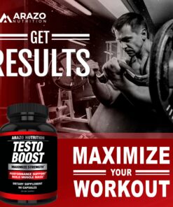 Arazo Nutrition TestoBoost Test Booster Supplement - Potent & Natural Herbal Pills - Boost Muscle Growth - Tribulus, Horny Goat Weed, Hawthorn, Zinc, Minerals 28 81jvNdyGKfL 2