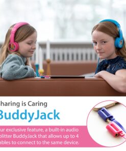 BuddyPhones Explore+, Volume-Limiting Kids Headphones, Built-in Audio Sharing Cable with in-Line Mic, for Kindle, iPad, iPhone, or Android, Rose Pink 15 81jvNnE4AFS