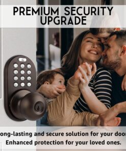 MiLocks TKK-02OB Digital Door Knob Handle Lock with Electronic Keypad - Keyless Entry Smart Door Lock with Adjustable Latch Locks, Audible Tones for Interior Front Doors & More, Oil Rubbed Bronze 20 81jx3eYg8BL