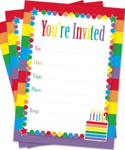 Alternative view of Kids Rainbow Cake Birthday Party Invitations for Girls (20 Count with Envelopes) - Rainbow Party Supplies - Kids Fill in the Blank Invites multicolored