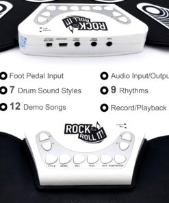 Rock And Roll It – Drum. Roll Up Portable Drum Set for Kids & Adults. Drum Practice Pad Kit for Beginners. Electronic Silicone Drum Practice Pad | Pedals | Drum Sticks 10 81jy2oC0SRL