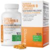 Bronson Super B Vitamin B Complex Sustained Slow Release (Vitamin B1, B2, B3, B6, B9 - Folic Acid, B12) Contains All B Vitamins 100 Tablets Unflavored 100 Count (Pack of 1) 15 81jyphaO4mL