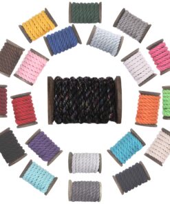 Ravenox Natural Twisted Cotton Rope | Made in The USA | Strong Triple-Strand Cordage for Sports, Décor, Pet Toys, Crafts, Macramé & Indoor Outdoor Use| by The Foot & Diameter (Multiple Color) Black Glitter 1/4 Inch x 25 Feet 10 81k EobRAyL 7