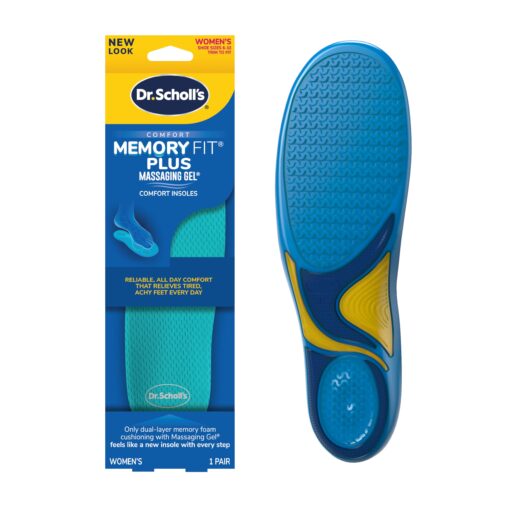 Dr. Scholl's Memory Fit Plus Massaging Gel, Comfort Insoles, Memory Foam & Gel, All-Day Comfort, Arch Support, Distributes Pressure,Shock Absorbing,Trim Insert to Fit Shoe, Women Size 6-10, 1 Pair