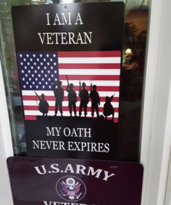 USA Flag Veteran Oath Metal Tin Sign Wall Decor Man Cave Bar Military 12 81k3gZ9napL