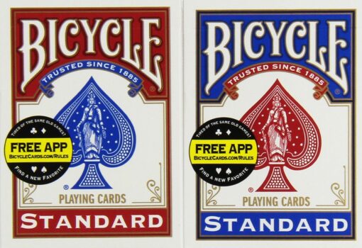 Bicycle Poker Size Standard Index Playing Cards (4-Pack) [Colors May Vary: Red, Blue or Black]