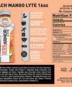 Alternative view of BODYARMOR LYTE Sports Drink Low-Calorie Sports Beverage, Peach Mango, Coconut Water Hydration, Natural Flavors With Vitamins, Potassium-Packed Electrolytes, Perfect For Athletes, 16 Fl Oz (Pack of 12) 16 Ounce (Pack of 12)