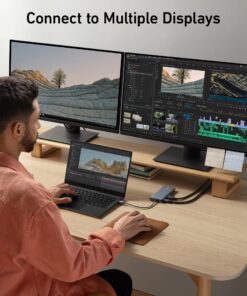 Anker USB C Hub, 565 11-in-1 Laptop Docking station, Dual Monitor Docking Station with 10 Gbps Data Port, 4K HDMI and DisplayPort, 100W Power Delivery, 1 Gbps Ethernet, SD Card Reader for XPS and More 24 81k76KMtWbL