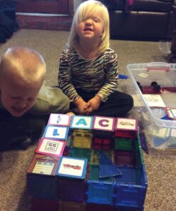 Shapemags Magnetic Tiles for Kids 100 Piece Set - Educational 3D Magnetic Building Blocks for Toddlers - Construction Magnet Toys Kit with Car Base and Stabilizer Plate 100pcs 33 81k786cgAL