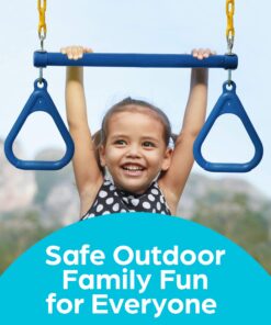 Jungle Gym Kingdom Swing Sets for Backyard, Monkey Bars & Swingset Accessories - Set Includes 18" Trapeze Swing Bar & 48" Heavy Duty Chain with Locking Carabiners - Outdoor Play Equipment (Blue) Blue 14 81k7JIvOrL 1
