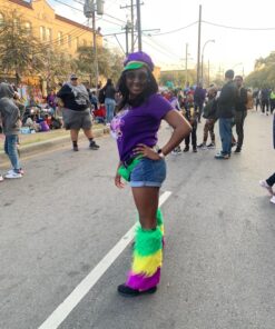 MARDI GRAS FURRY LEG COVERS Standard Size Purple / Yellow / Green 24 81k84eAQRSL