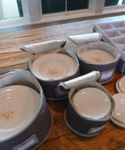 Richards Homewares China Storage Chest, for Starter 4-Piece Set, Quilted Micro Fiber-Gray 18 81kB28tM6yL