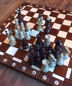 Wegiel Handmade European Ambassador Chess Set - Wooden 21 Inch Beech & Birch Board with Felt Base - Carved Hornbeam & Sycamore Wood Chess Pieces Ambassador - Brown 117 81kB4S5zx2L