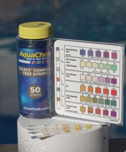 AquaChek Select Connect 7-Way Pool and Spa Test Strips Complete Kit - Pool Test Strips for pH, Total Chlorine, Free Chlorine, Bromine, Alkalinity, Total Hardness, and Cyanuric Acid - (50 Strips) 1-Pack 12 81kBEgncqKL